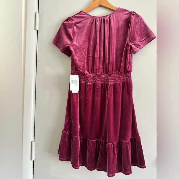 NWT! City Vibe wine colored V neck Velvet Smocked Waist Skater Dress - Picture 4 of 9
